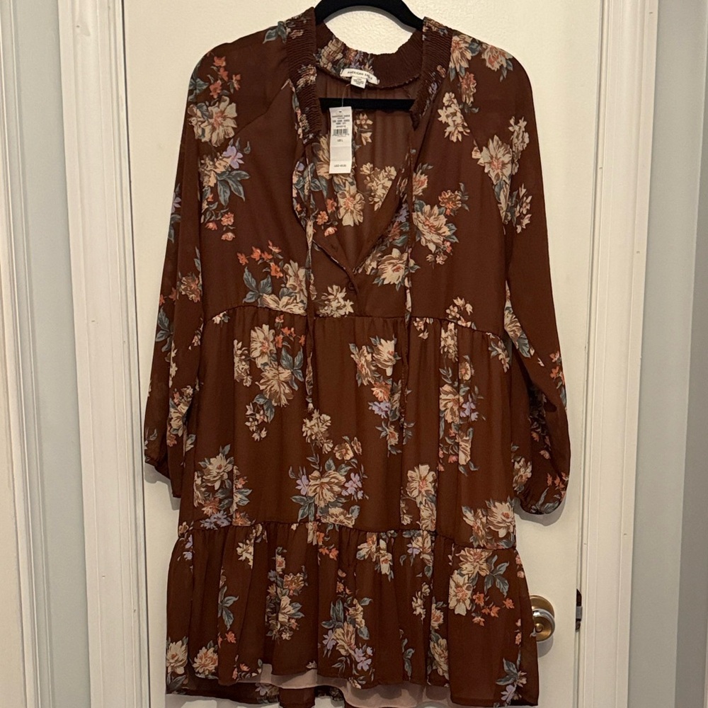 American Eagle Outfitters Brown Floral Dress